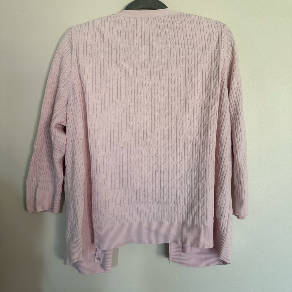 Women’s Pink Cable Knit Button Front Cardigan Sweater – Fits Like XL - Picture 5 of 5